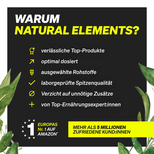 natural elements Elektrolyte Tabletten – 180 Stück – mit Magnesium, Kalzium, Natrium und Chlorid – mit Magnesium für dein Elektrolytgleichgewicht und deine Muskelfunktion – geeignet für Keto Ernährung