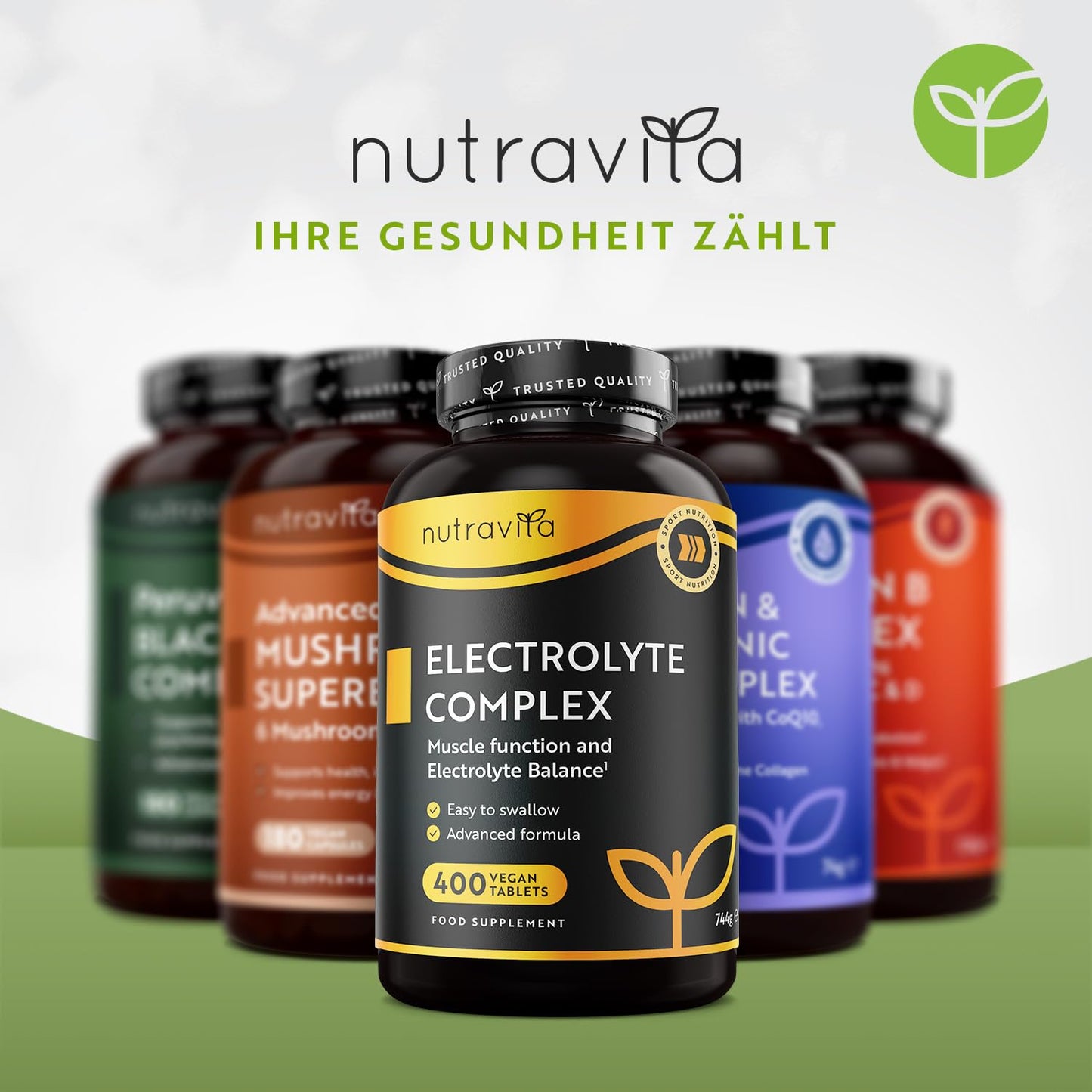 Elektrolyte Komplex mit Magnesium Kalium Hochdosiert Kalzium Natrium & Chlorid - 400 Tabletten für 13 Monate Vorrat - 900mg Sportliche Nahrungsergänzungsmittel Männer und Frauen - Nutravita