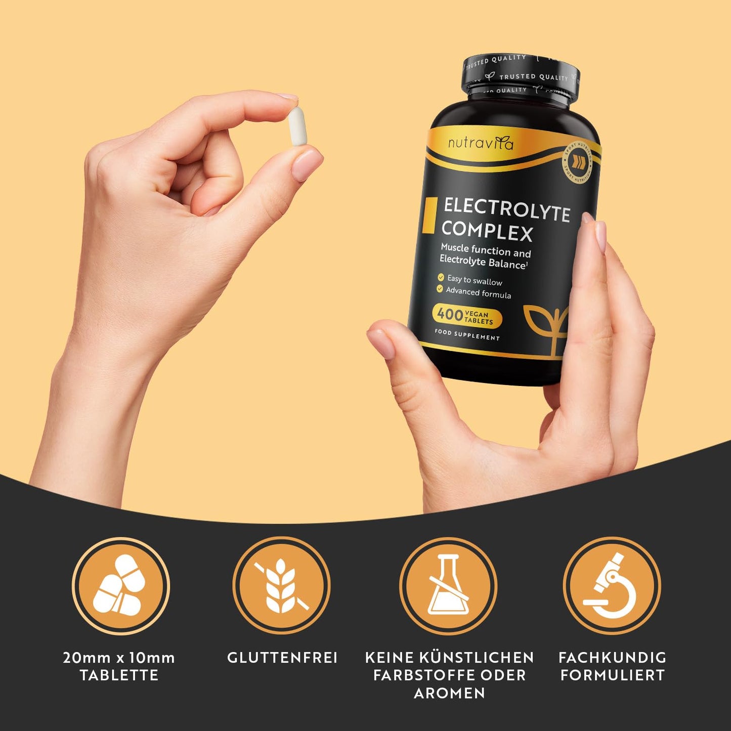 Elektrolyte Komplex mit Magnesium Kalium Hochdosiert Kalzium Natrium & Chlorid - 400 Tabletten für 13 Monate Vorrat - 900mg Sportliche Nahrungsergänzungsmittel Männer und Frauen - Nutravita