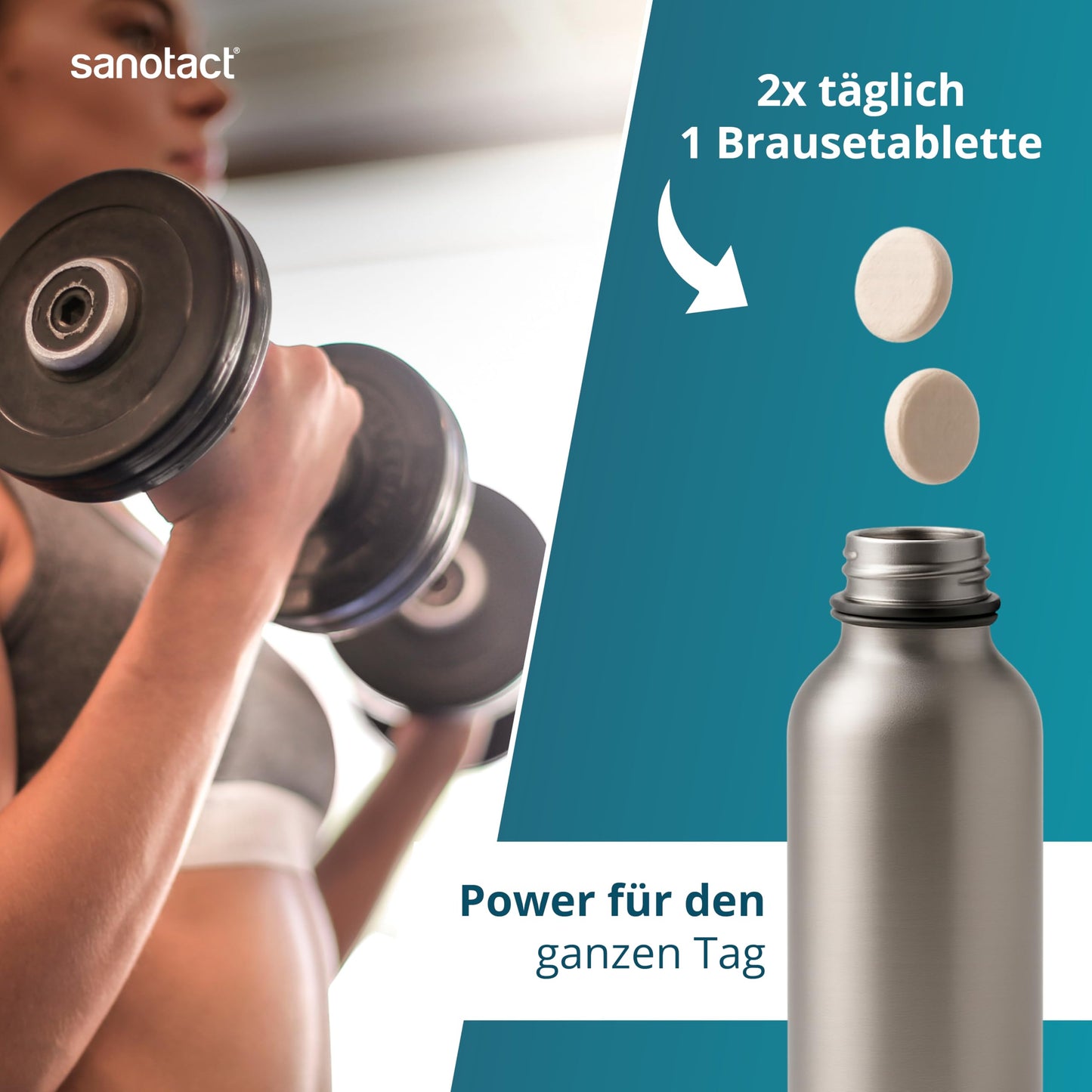 sanotact Elektrolyte mit Koffein • Brausetabletten ohne Zucker • tropischer Geschmack • 20 zuckerfreie Tabletten (84g) • Fokus bei Morgenmüdigkeit & Hydration