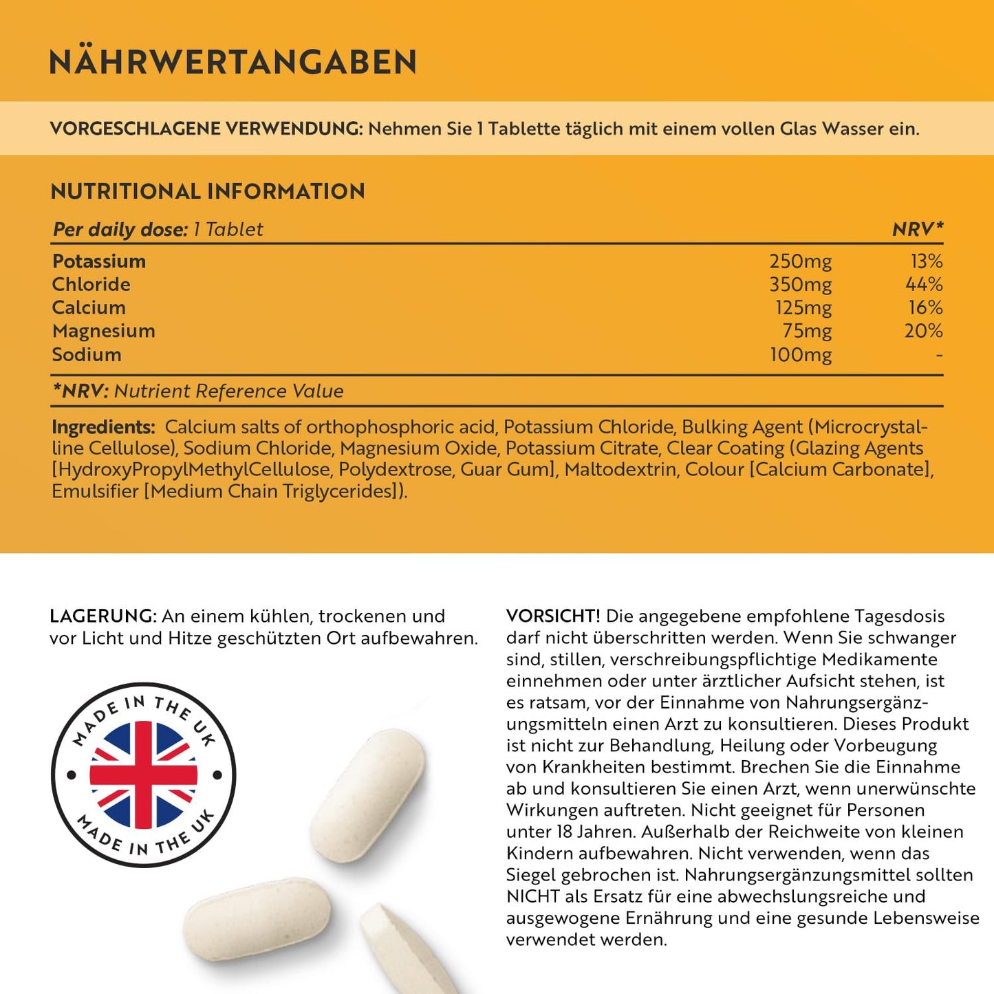 Elektrolyte Komplex mit Magnesium Kalium Hochdosiert Kalzium Natrium & Chlorid - 400 Tabletten für 13 Monate Vorrat - 900mg Sportliche Nahrungsergänzungsmittel Männer und Frauen - Nutravita