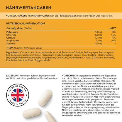 Elektrolyte Komplex mit Magnesium Kalium Hochdosiert Kalzium Natrium & Chlorid - 400 Tabletten für 13 Monate Vorrat - 900mg Sportliche Nahrungsergänzungsmittel Männer und Frauen - Nutravita