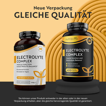 Elektrolyte Komplex mit Magnesium Kalium Hochdosiert Kalzium Natrium & Chlorid - 400 Tabletten für 13 Monate Vorrat - 900mg Sportliche Nahrungsergänzungsmittel Männer und Frauen - Nutravita