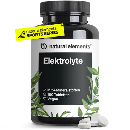 natural elements Elektrolyte Tabletten – 180 Stück – mit Magnesium, Kalzium, Natrium und Chlorid – mit Magnesium für dein Elektrolytgleichgewicht und deine Muskelfunktion – geeignet für Keto Ernährung