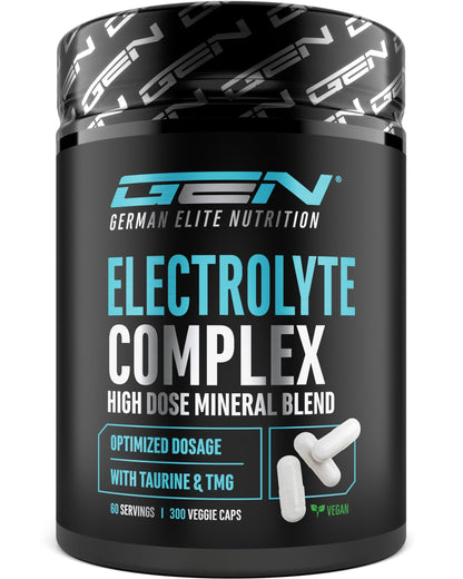 Electrolyte Complex - 300 vegane Kapseln - hochdosierter Elektrolyt-Komplex mit Taurin & Betain (TMG) - Natrium, Kalium, Magnesium & Calcium - 60 Portionen - Alternative zu Pulver
