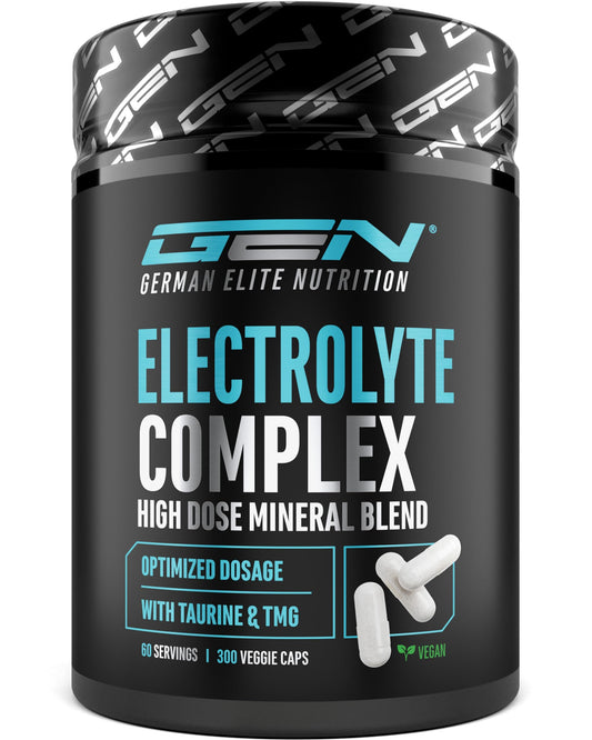 Electrolyte Complex - 300 vegane Kapseln - hochdosierter Elektrolyt-Komplex mit Taurin & Betain (TMG) - Natrium, Kalium, Magnesium & Calcium - 60 Portionen - Alternative zu Pulver