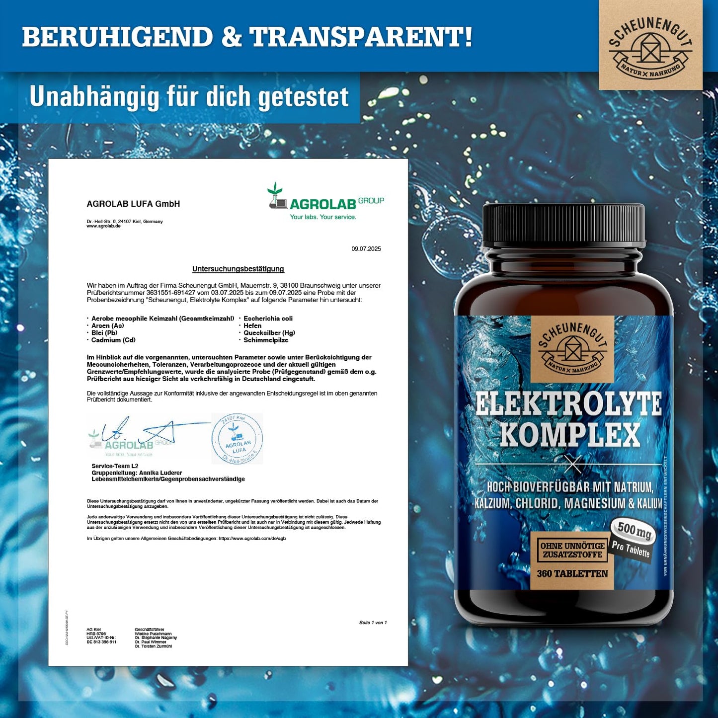 Elektrolyte 1000mg je Dosis -WICHTIG: Elektrolyte ohne Zucker - Kalium, Magnesium, Calcium, Chlorid und Natrium -Hochdosis Komplex- 360Stk Electrolytes -Vegan- DE SCHEUNENGUT®