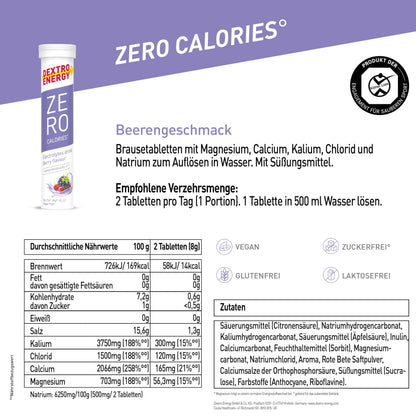 Dextro Energy Elektrolyte ohne Zucker - Berry Flavour - 1141 mg Elektrolyte, 3x20 Brausetabletten (3er Pack) für Alltag und Sport, Magnesium, Calium, Calcium, Chlorid, Natrium, zuckerfrei