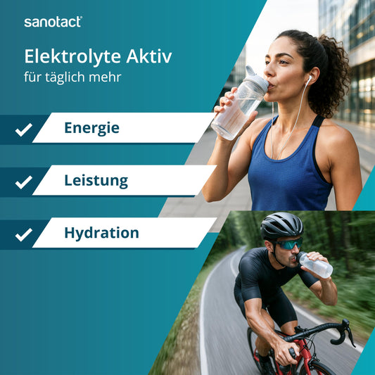 sanotact Elektrolyte Aktiv – 20 Brausetabletten – Mit Magnesium, Natrium & Kalium – Kalorienfrei, zuckerfrei, vegan – Limette-Grapefruit Geschmack – Elektrolyt Made in Germany