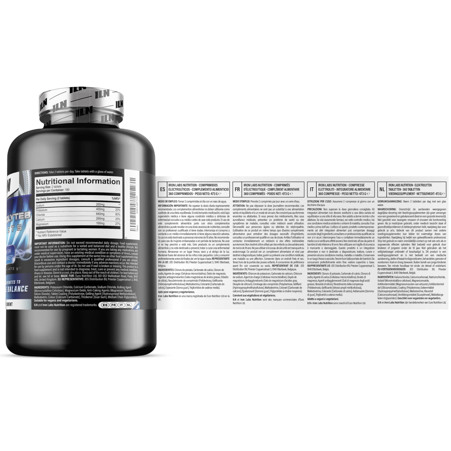 Elektrolyte Tabletten 360 Tabletten - electrolytes Hydration Komplex 1500 mg - elektrolyte ohne zucker - zuckerfrei, Keto, vegan, vegetarisch