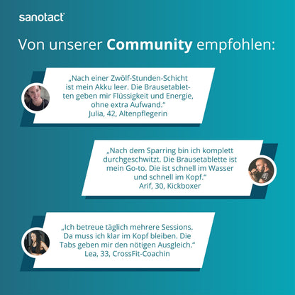 sanotact Elektrolyte mit Koffein • Brausetabletten ohne Zucker • tropischer Geschmack • 20 zuckerfreie Tabletten (84g) • Fokus bei Morgenmüdigkeit & Hydration