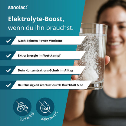 sanotact Elektrolyte mit Koffein • Brausetabletten ohne Zucker • tropischer Geschmack • 20 zuckerfreie Tabletten (84g) • Fokus bei Morgenmüdigkeit & Hydration